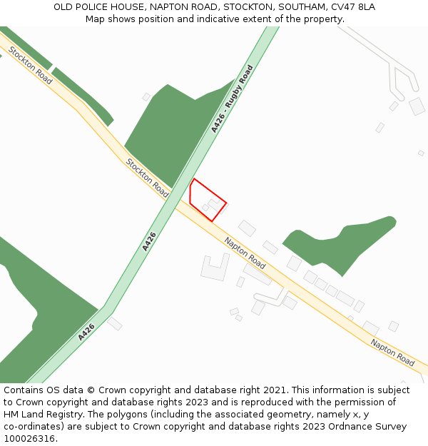 OLD POLICE HOUSE, NAPTON ROAD, STOCKTON, SOUTHAM, CV47 8LA: Location map and indicative extent of plot