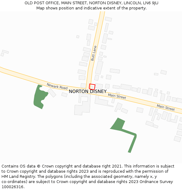 OLD POST OFFICE, MAIN STREET, NORTON DISNEY, LINCOLN, LN6 9JU: Location map and indicative extent of plot