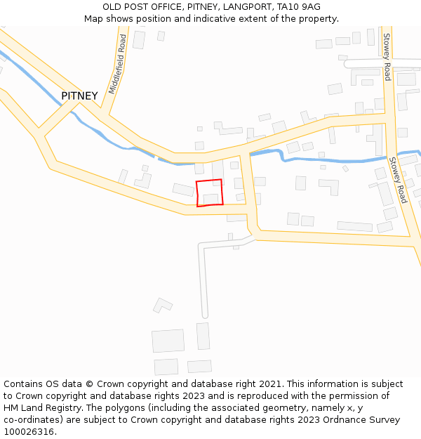 OLD POST OFFICE, PITNEY, LANGPORT, TA10 9AG: Location map and indicative extent of plot