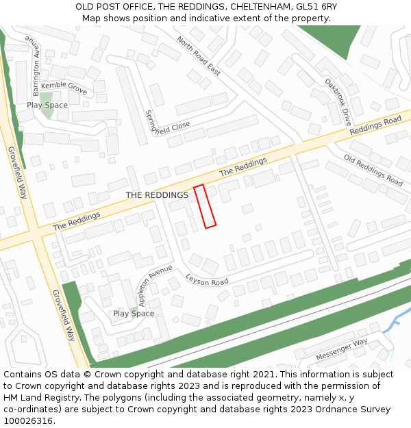 OLD POST OFFICE, THE REDDINGS, CHELTENHAM, GL51 6RY: Location map and indicative extent of plot