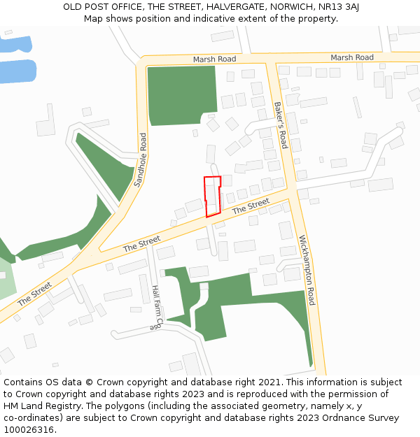 OLD POST OFFICE, THE STREET, HALVERGATE, NORWICH, NR13 3AJ: Location map and indicative extent of plot