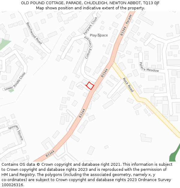 OLD POUND COTTAGE, PARADE, CHUDLEIGH, NEWTON ABBOT, TQ13 0JF: Location map and indicative extent of plot