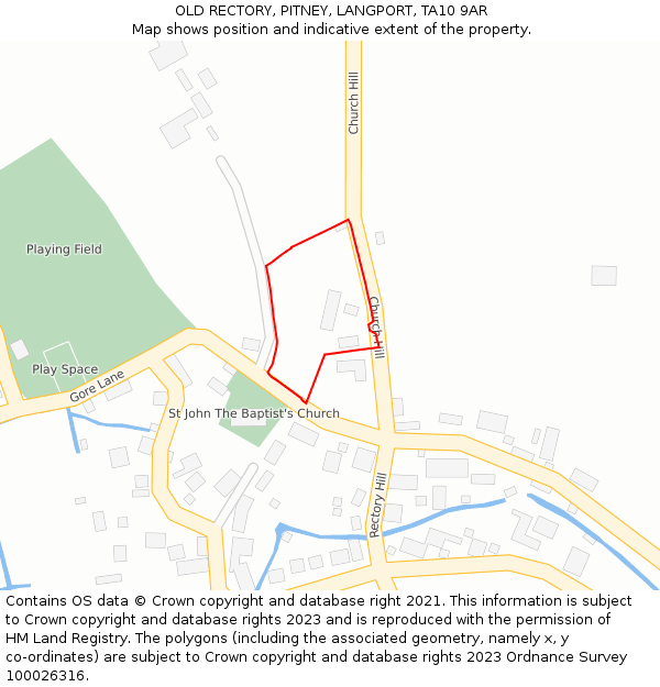 OLD RECTORY, PITNEY, LANGPORT, TA10 9AR: Location map and indicative extent of plot