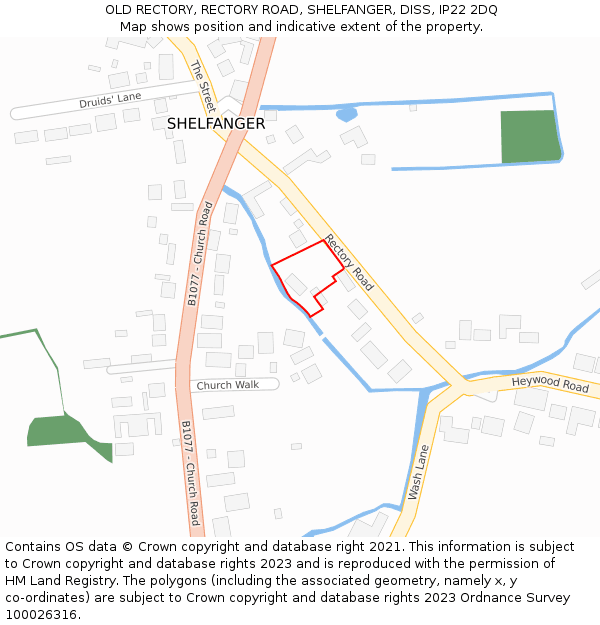 OLD RECTORY, RECTORY ROAD, SHELFANGER, DISS, IP22 2DQ: Location map and indicative extent of plot