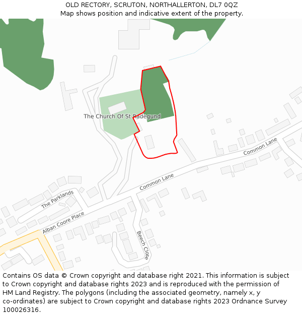 OLD RECTORY, SCRUTON, NORTHALLERTON, DL7 0QZ: Location map and indicative extent of plot