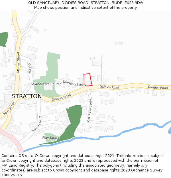 OLD SANCTUARY, DIDDIES ROAD, STRATTON, BUDE, EX23 9DW: Location map and indicative extent of plot