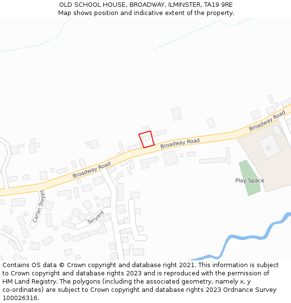 OLD SCHOOL HOUSE, BROADWAY, ILMINSTER, TA19 9RE: Location map and indicative extent of plot