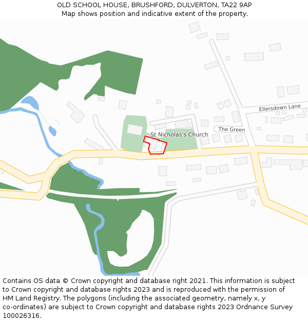 OLD SCHOOL HOUSE, BRUSHFORD, DULVERTON, TA22 9AP: Location map and indicative extent of plot