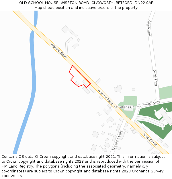 OLD SCHOOL HOUSE, WISETON ROAD, CLAYWORTH, RETFORD, DN22 9AB: Location map and indicative extent of plot