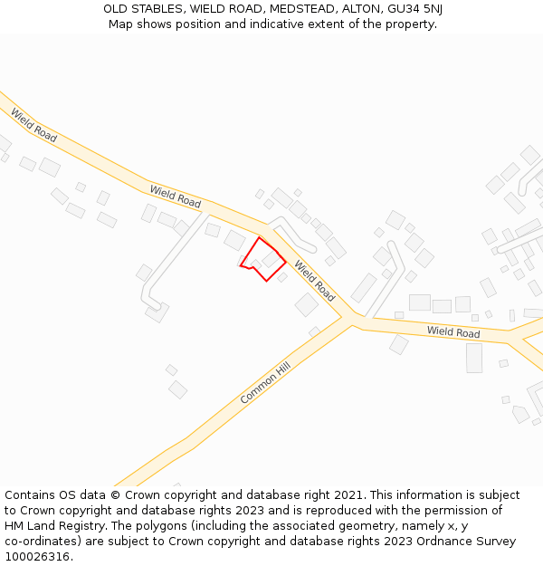 OLD STABLES, WIELD ROAD, MEDSTEAD, ALTON, GU34 5NJ: Location map and indicative extent of plot