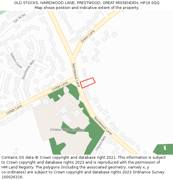 OLD STOCKS, NAIRDWOOD LANE, PRESTWOOD, GREAT MISSENDEN, HP16 0QQ: Location map and indicative extent of plot