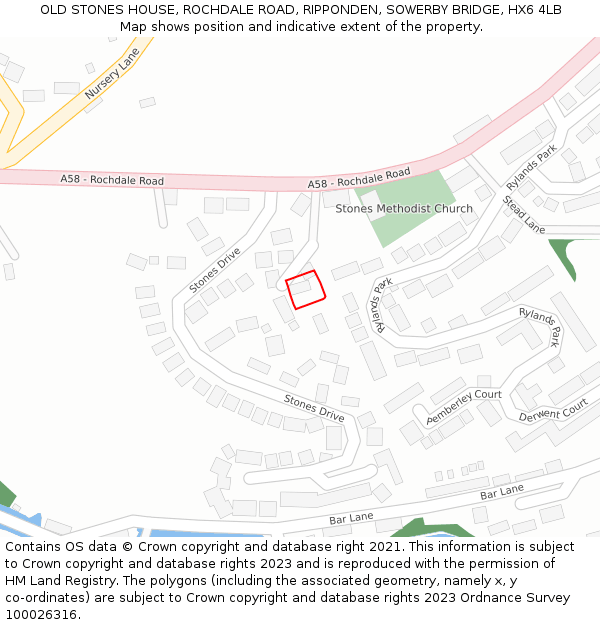 OLD STONES HOUSE, ROCHDALE ROAD, RIPPONDEN, SOWERBY BRIDGE, HX6 4LB: Location map and indicative extent of plot