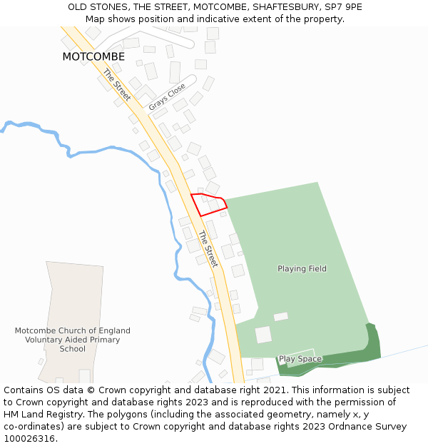 OLD STONES, THE STREET, MOTCOMBE, SHAFTESBURY, SP7 9PE: Location map and indicative extent of plot