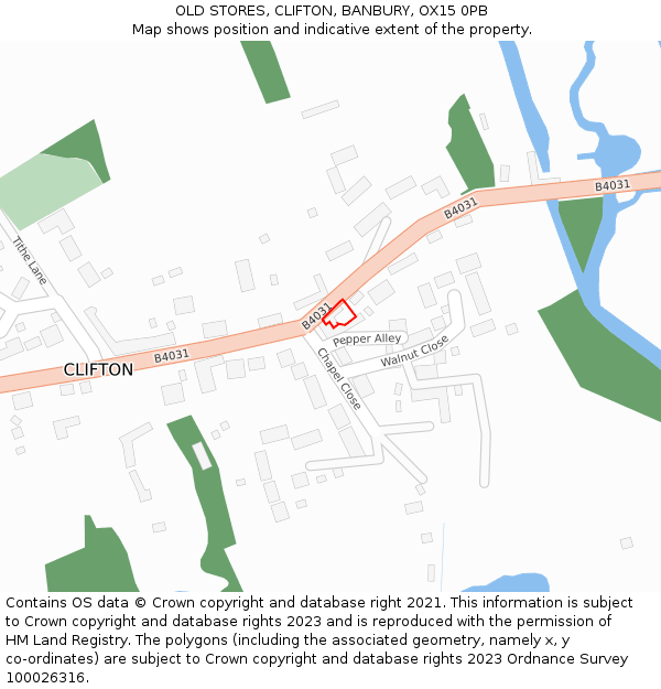 OLD STORES, CLIFTON, BANBURY, OX15 0PB: Location map and indicative extent of plot