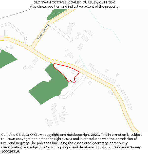 OLD SWAN COTTAGE, COALEY, DURSLEY, GL11 5DX: Location map and indicative extent of plot