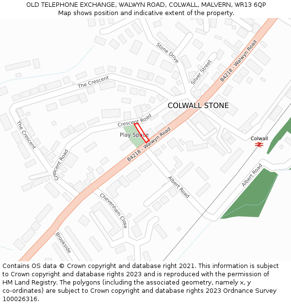 OLD TELEPHONE EXCHANGE, WALWYN ROAD, COLWALL, MALVERN, WR13 6QP: Location map and indicative extent of plot