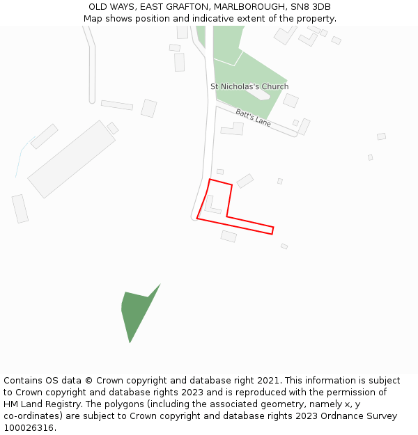 OLD WAYS, EAST GRAFTON, MARLBOROUGH, SN8 3DB: Location map and indicative extent of plot