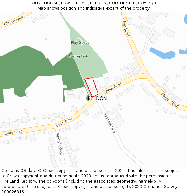 OLDE HOUSE, LOWER ROAD, PELDON, COLCHESTER, CO5 7QR: Location map and indicative extent of plot