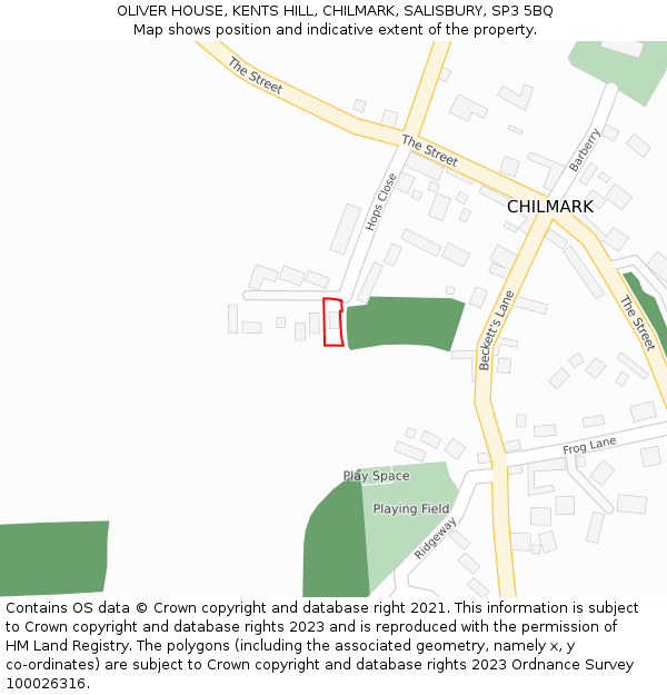 OLIVER HOUSE, KENTS HILL, CHILMARK, SALISBURY, SP3 5BQ: Location map and indicative extent of plot