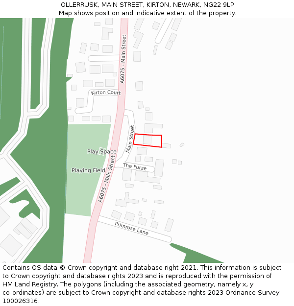 OLLERRUSK, MAIN STREET, KIRTON, NEWARK, NG22 9LP: Location map and indicative extent of plot