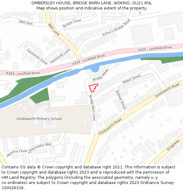 OMBERSLEY HOUSE, BRIDGE BARN LANE, WOKING, GU21 6NL: Location map and indicative extent of plot