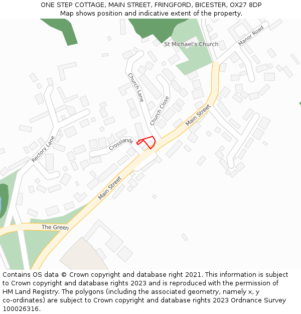 ONE STEP COTTAGE, MAIN STREET, FRINGFORD, BICESTER, OX27 8DP: Location map and indicative extent of plot