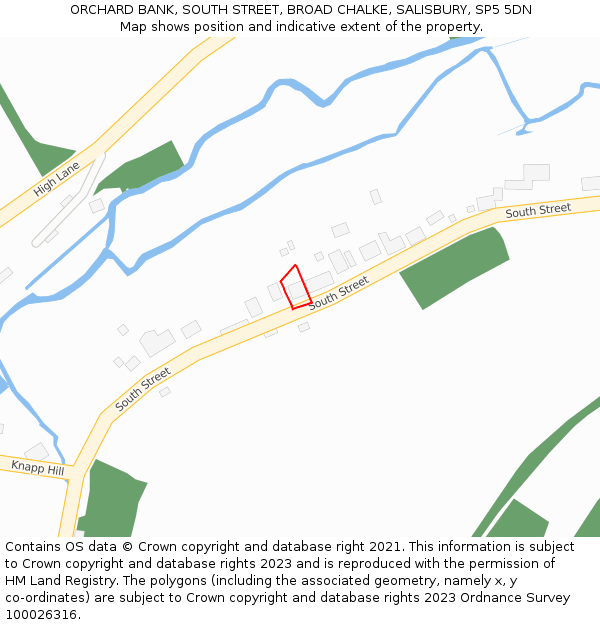 ORCHARD BANK, SOUTH STREET, BROAD CHALKE, SALISBURY, SP5 5DN: Location map and indicative extent of plot