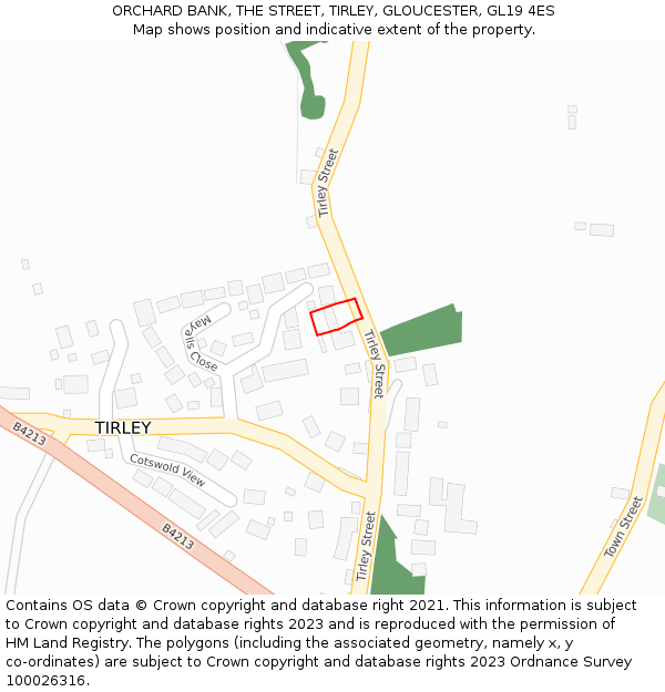 ORCHARD BANK, THE STREET, TIRLEY, GLOUCESTER, GL19 4ES: Location map and indicative extent of plot