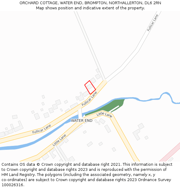 ORCHARD COTTAGE, WATER END, BROMPTON, NORTHALLERTON, DL6 2RN: Location map and indicative extent of plot