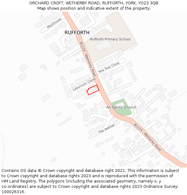 ORCHARD CROFT, WETHERBY ROAD, RUFFORTH, YORK, YO23 3QB: Location map and indicative extent of plot