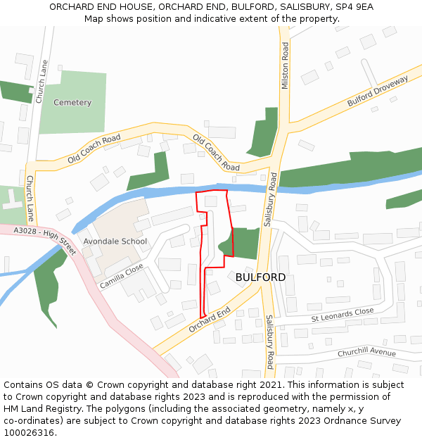 ORCHARD END HOUSE, ORCHARD END, BULFORD, SALISBURY, SP4 9EA: Location map and indicative extent of plot