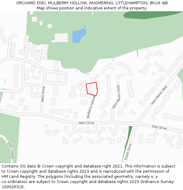 ORCHARD END, MULBERRY HOLLOW, ANGMERING, LITTLEHAMPTON, BN16 4JB: Location map and indicative extent of plot