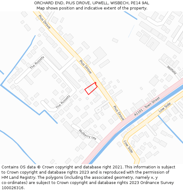 ORCHARD END, PIUS DROVE, UPWELL, WISBECH, PE14 9AL: Location map and indicative extent of plot