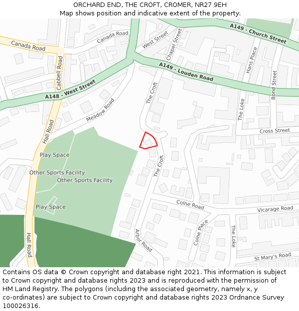 ORCHARD END, THE CROFT, CROMER, NR27 9EH: Location map and indicative extent of plot