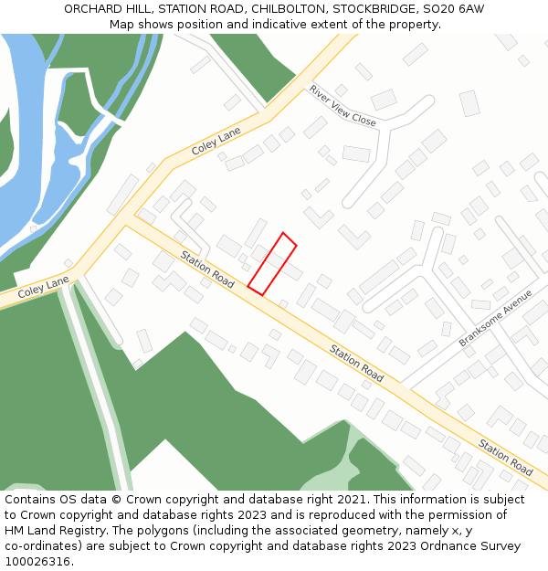 ORCHARD HILL, STATION ROAD, CHILBOLTON, STOCKBRIDGE, SO20 6AW: Location map and indicative extent of plot