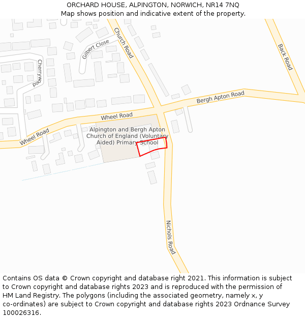 ORCHARD HOUSE, ALPINGTON, NORWICH, NR14 7NQ: Location map and indicative extent of plot