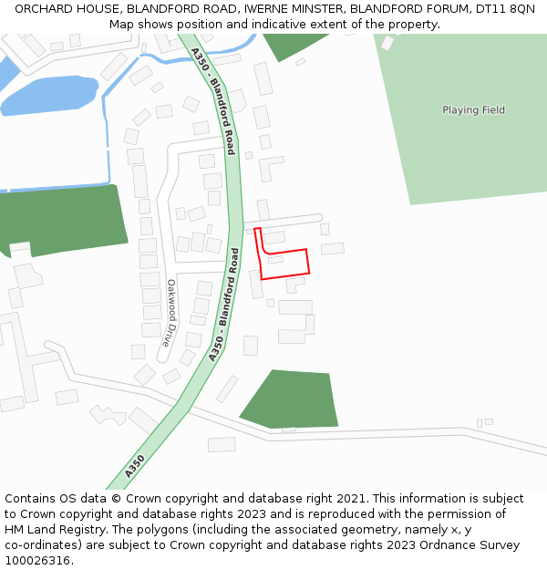 ORCHARD HOUSE, BLANDFORD ROAD, IWERNE MINSTER, BLANDFORD FORUM, DT11 8QN: Location map and indicative extent of plot