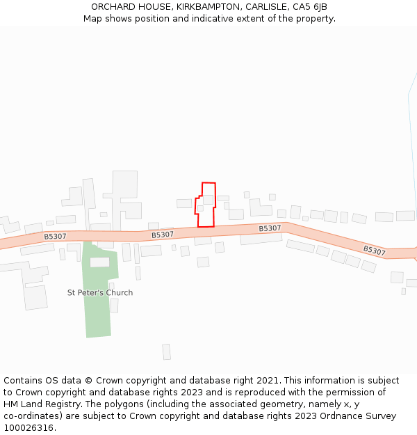 ORCHARD HOUSE, KIRKBAMPTON, CARLISLE, CA5 6JB: Location map and indicative extent of plot