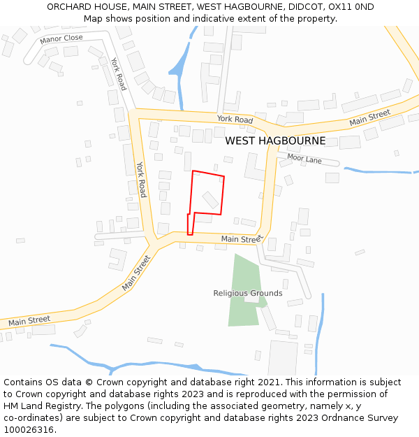 ORCHARD HOUSE, MAIN STREET, WEST HAGBOURNE, DIDCOT, OX11 0ND: Location map and indicative extent of plot