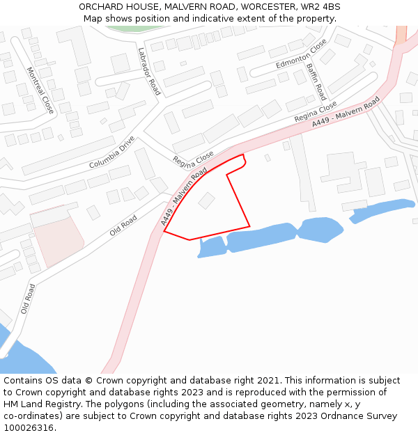 ORCHARD HOUSE, MALVERN ROAD, WORCESTER, WR2 4BS: Location map and indicative extent of plot