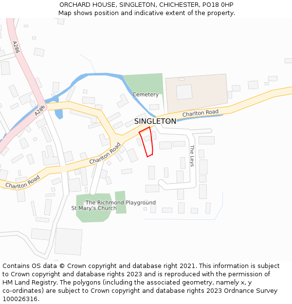 ORCHARD HOUSE, SINGLETON, CHICHESTER, PO18 0HP: Location map and indicative extent of plot