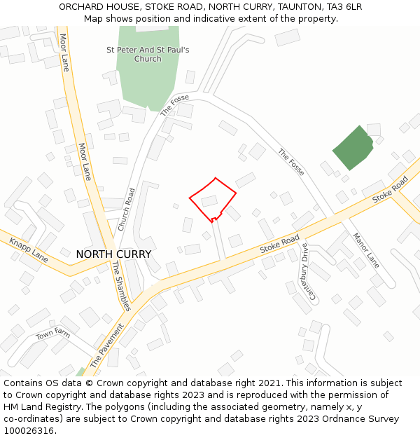 ORCHARD HOUSE, STOKE ROAD, NORTH CURRY, TAUNTON, TA3 6LR: Location map and indicative extent of plot