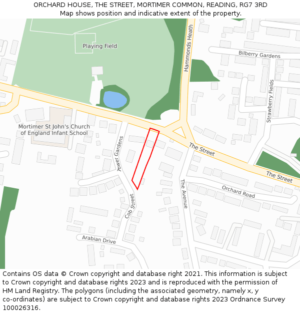 ORCHARD HOUSE, THE STREET, MORTIMER COMMON, READING, RG7 3RD: Location map and indicative extent of plot