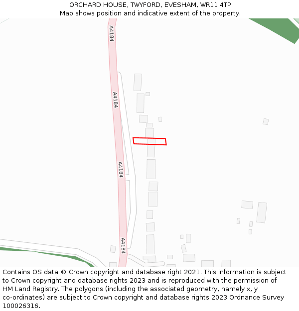 ORCHARD HOUSE, TWYFORD, EVESHAM, WR11 4TP: Location map and indicative extent of plot