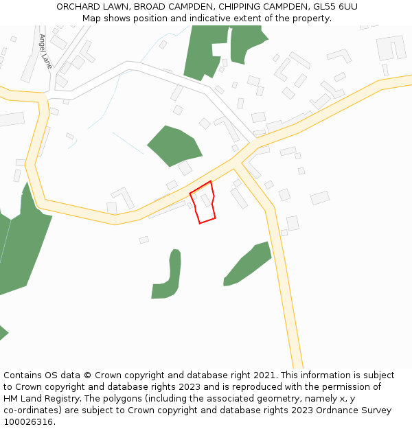 ORCHARD LAWN, BROAD CAMPDEN, CHIPPING CAMPDEN, GL55 6UU: Location map and indicative extent of plot