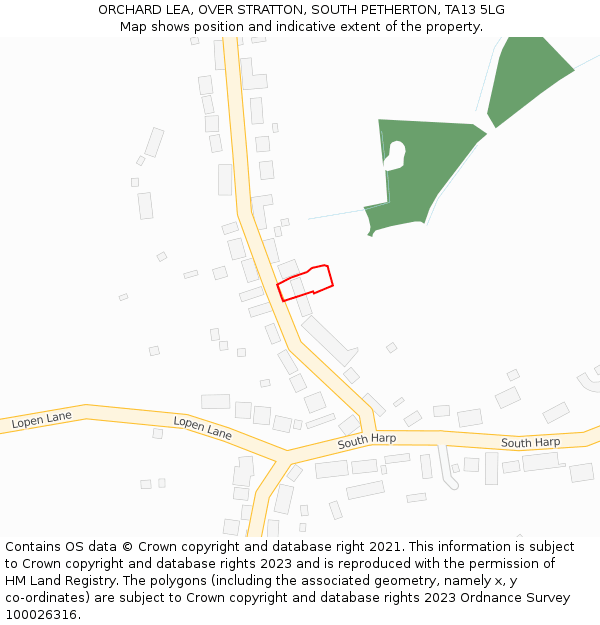 ORCHARD LEA, OVER STRATTON, SOUTH PETHERTON, TA13 5LG: Location map and indicative extent of plot