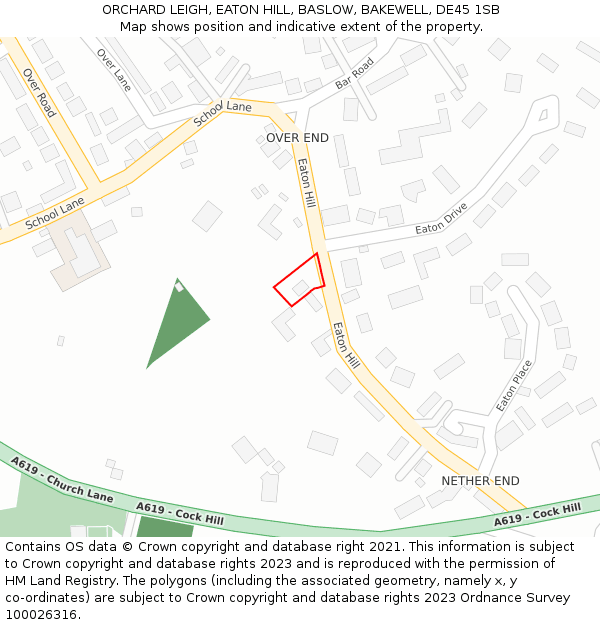 ORCHARD LEIGH, EATON HILL, BASLOW, BAKEWELL, DE45 1SB: Location map and indicative extent of plot