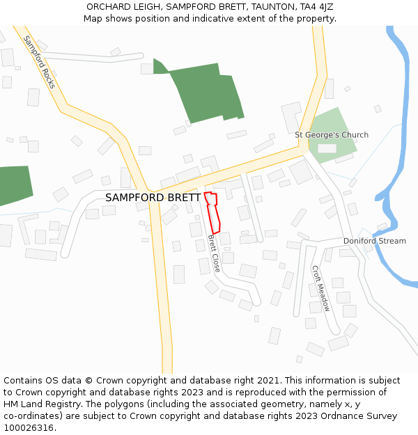 ORCHARD LEIGH, SAMPFORD BRETT, TAUNTON, TA4 4JZ: Location map and indicative extent of plot