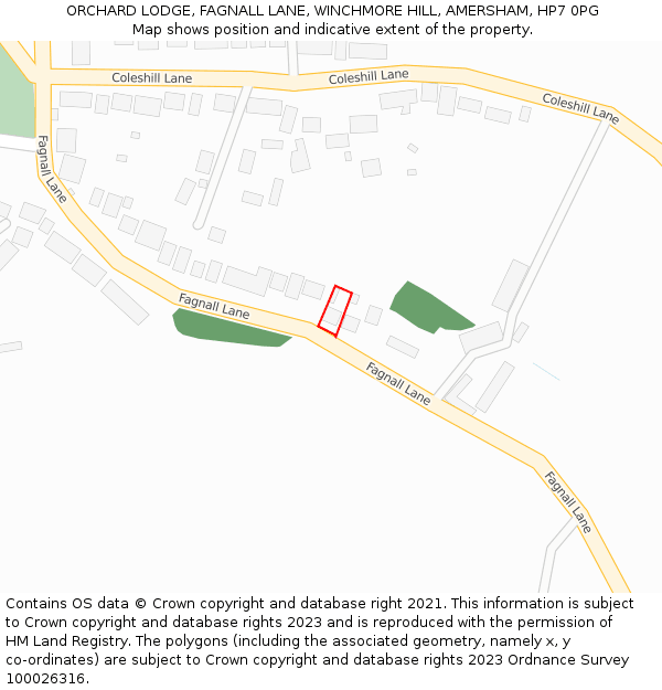 ORCHARD LODGE, FAGNALL LANE, WINCHMORE HILL, AMERSHAM, HP7 0PG: Location map and indicative extent of plot