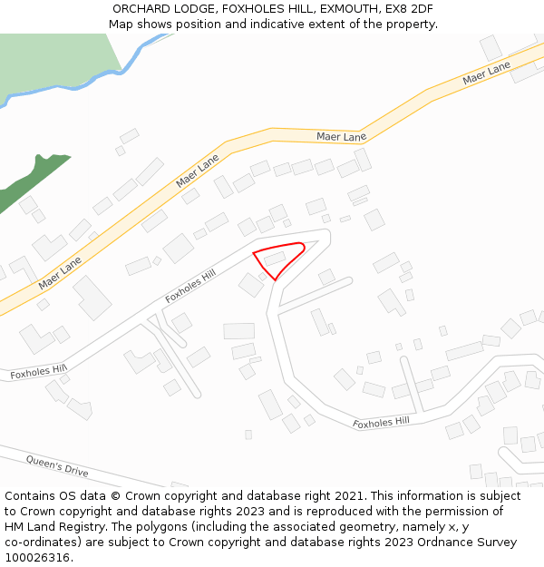 ORCHARD LODGE, FOXHOLES HILL, EXMOUTH, EX8 2DF: Location map and indicative extent of plot